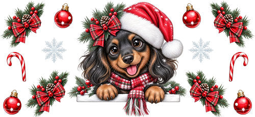 Dachshund Christmas UV DTF Cup Wrap for 16oz Libbey Can KA-19177