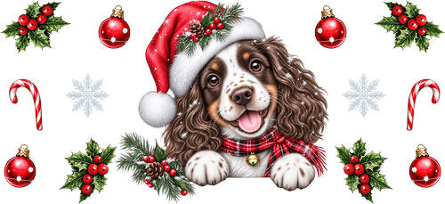Springer Spaniel Christmas UV DTF Cup Wrap for 16oz Libbey Can KA-19182