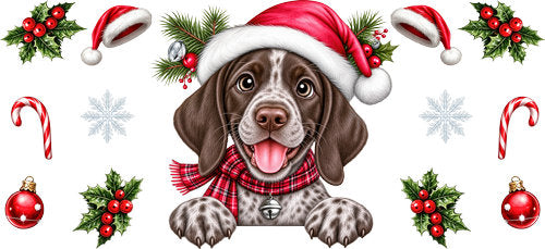 German Shorthaired Pointer Christmas UV DTF Cup Wrap for 16oz Libbey Can KA-19185
