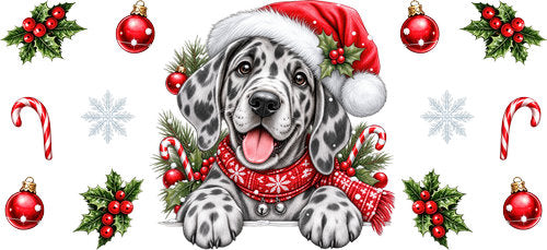 Great Dane Christmas UV DTF Cup Wrap for 16oz Libbey Can KA-19187