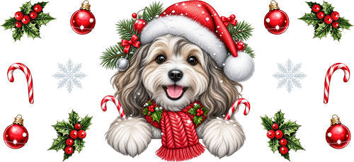 Havanese Christmas UV DTF Cup Wrap for 16oz Libbey Can KA-19188