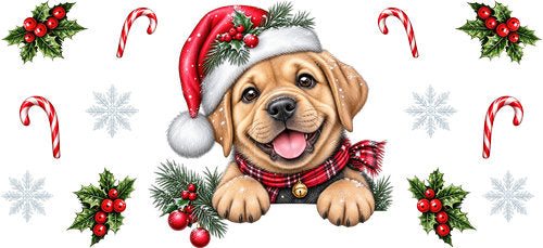 Labrador Retriever Christmas UV DTF Cup Wrap for 16oz Libbey Can KA-19189