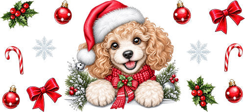 Poodle Christmas UV DTF Cup Wrap for 16oz Libbey Can KA-19197