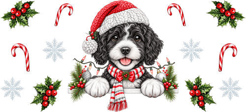 Poodle Christmas UV DTF Cup Wrap for 16oz Libbey Can KA-19198
