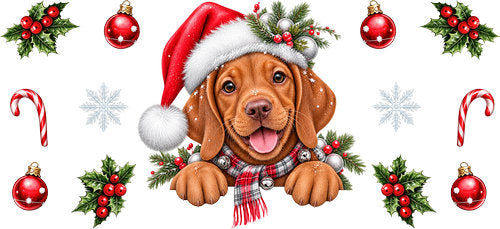 Vizsla Christmas UV DTF Cup Wrap for 16oz Libbey Can KA-19206