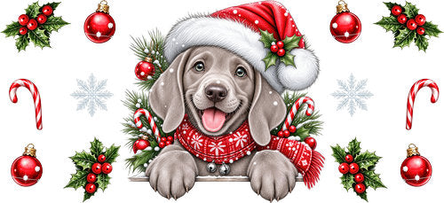 Weimaraner Christmas UV DTF Cup Wrap for 16oz Libbey Can KA-19207