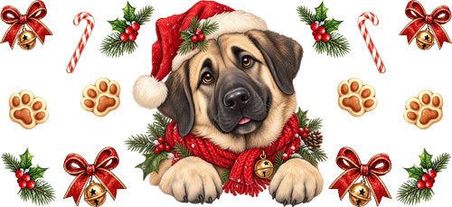 Mastiff Christmas UV DTF Cup Wrap for 16oz Libbey Can KA-19213