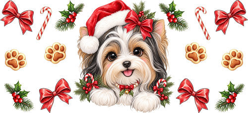 Yorkshire Terrier Christmas UV DTF Cup Wrap for 16oz Libbey Can KA-19215