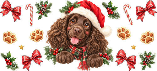 Boykin Spaniel Christmas UV DTF Cup Wrap for 16oz Libbey Can KA-19218