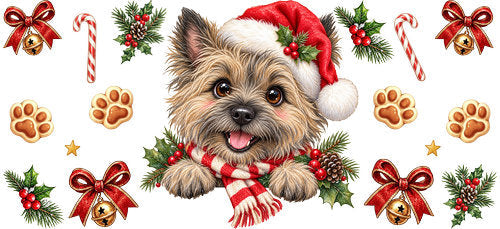 Cairn Terrier Christmas UV DTF Cup Wrap for 16oz Libbey Can KA-19223