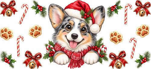 Corgi Christmas UV DTF Cup Wrap for 16oz Libbey Can KA-19224