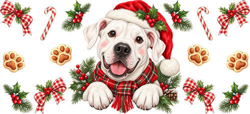American Bulldog Christmas UV DTF Cup Wrap for 16oz Libbey Can KA-19229