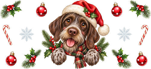 German Wirehaired Pointer Christmas UV DTF Cup Wrap for 16oz Libbey Can KA-19232