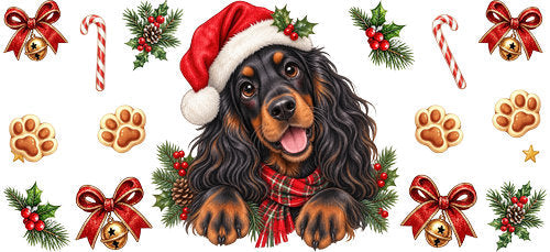 Gordon Setter Christmas UV DTF Cup Wrap for 16oz Libbey Can KA-19234