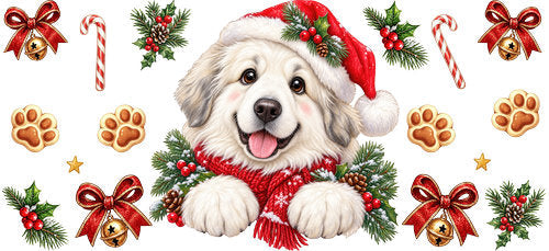 Great Pyrenees Christmas UV DTF Cup Wrap for 16oz Libbey Can KA-19235