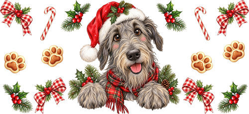 Irish Wolfhound Christmas UV DTF Cup Wrap for 16oz Libbey Can KA-19238
