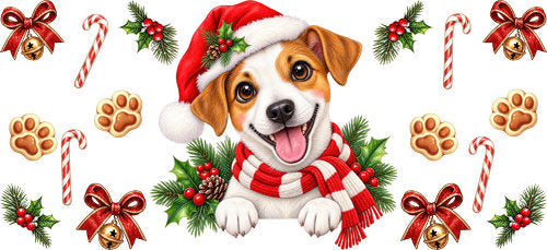 Jack Russell Terrier Christmas UV DTF Cup Wrap for 16oz Libbey Can KA-19240