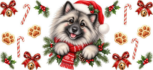 Keeshond Christmas UV DTF Cup Wrap for 16oz Libbey Can KA-19241