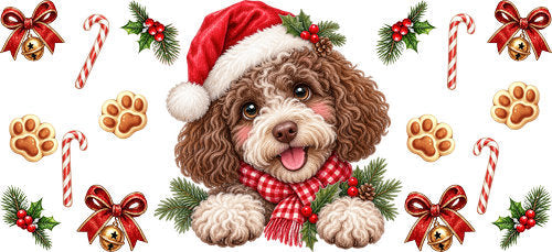 Labradoodle Christmas UV DTF Cup Wrap for 16oz Libbey Can KA-19242