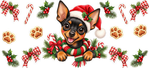 Miniature Pinscher Christmas UV DTF Cup Wrap for 16oz Libbey Can KA-19244