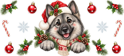Norwegian Elkhound Christmas UV DTF Cup Wrap for 16oz Libbey Can KA-19245