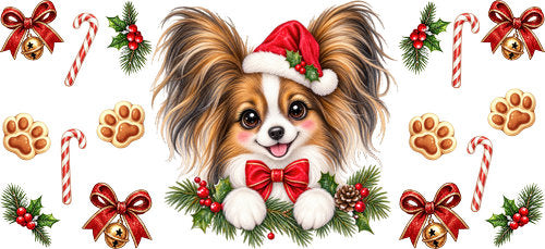 Papillon Christmas UV DTF Cup Wrap for 16oz Libbey Can KA-19248