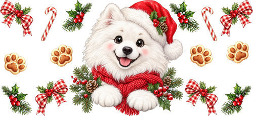 Samoyed Christmas UV DTF Cup Wrap for 16oz Libbey Can KA-19251