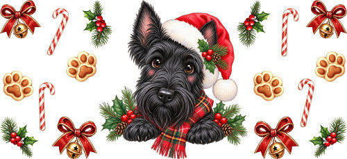 Scottish Terrier Christmas UV DTF Cup Wrap for 16oz Libbey Can KA-19252