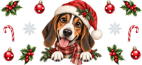 Beagle Christmas UV DTF Cup Wrap for 16oz Libbey Can KA-19261