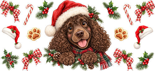 Boykin Spaniel Christmas UV DTF Cup Wrap for 16oz Libbey Can KA-19262