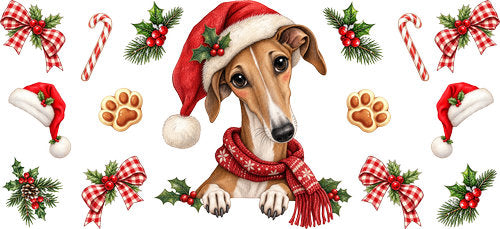 Greyhound Christmas UV DTF Cup Wrap for 16oz Libbey Can KA-19266