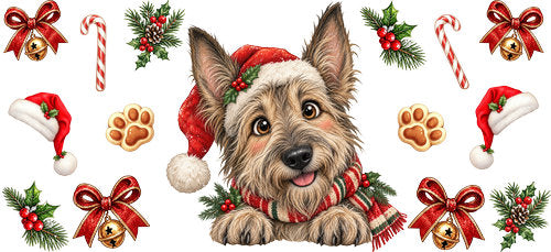 Cairn Terrier Christmas UV DTF Cup Wrap for 16oz Libbey Can KA-19270