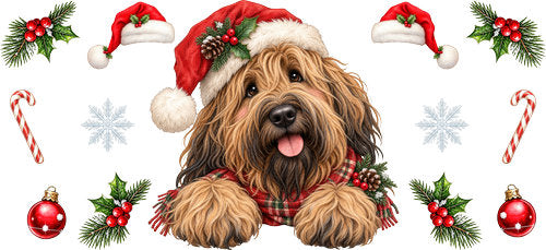 Briard Christmas UV DTF Cup Wrap for 16oz Libbey Can KA-19272
