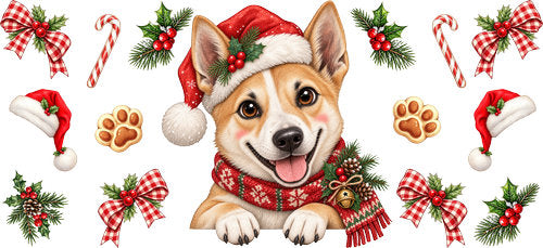 Corgi Christmas UV DTF Cup Wrap for 16oz Libbey Can KA-19273