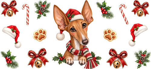 Ibizan Hound Christmas UV DTF Cup Wrap for 16oz Libbey Can KA-19276