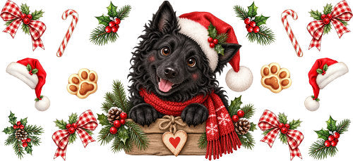 Schipperke Christmas UV DTF Cup Wrap for 16oz Libbey Can KA-19278
