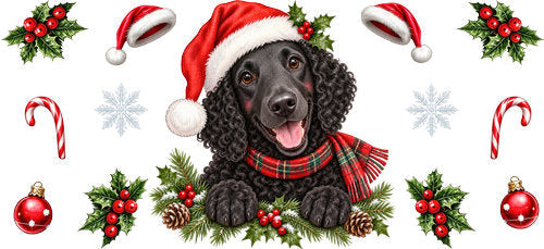 Curly Coated Retriever Christmas UV DTF Cup Wrap for 16oz Libbey Can KA-19279