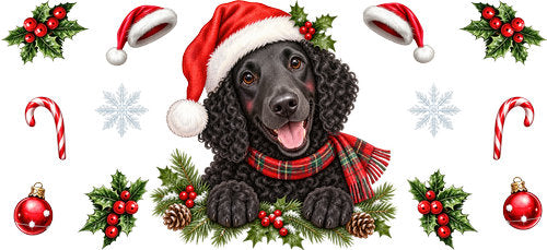 Curly Coated Retriever Christmas UV DTF Cup Wrap for 16oz Libbey Can KA-19279