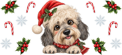 Havanese Christmas UV DTF Cup Wrap for 16oz Libbey Can KA-19280