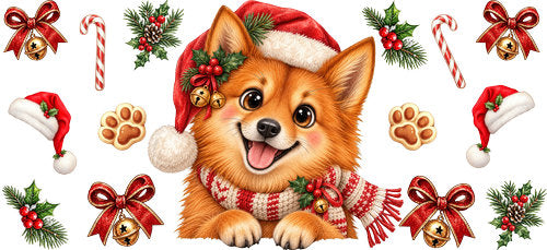 Corgi Christmas UV DTF Cup Wrap for 16oz Libbey Can KA-19281