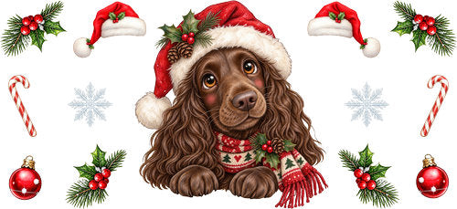 Boykin Spaniel Christmas UV DTF Cup Wrap for 16oz Libbey Can KA-19283