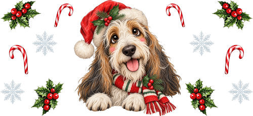 Bearded Collie Christmas UV DTF Cup Wrap for 16oz Libbey Can KA-19286