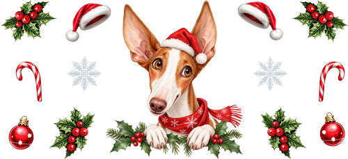 Ibizan Hound Christmas UV DTF Cup Wrap for 16oz Libbey Can KA-19288