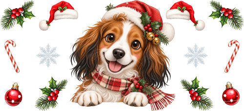 Cavalier King Charles Spaniel Christmas UV DTF Cup Wrap for 16oz Libbey Can KA-19291