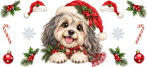 Havanese Christmas UV DTF Cup Wrap for 16oz Libbey Can KA-19292