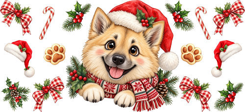 Corgi Christmas UV DTF Cup Wrap for 16oz Libbey Can KA-19293