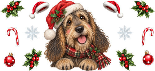Bearded Collie Christmas UV DTF Cup Wrap for 16oz Libbey Can KA-19294