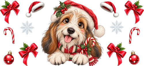 Havanese Christmas UV DTF Cup Wrap for 16oz Libbey Can KA-19295