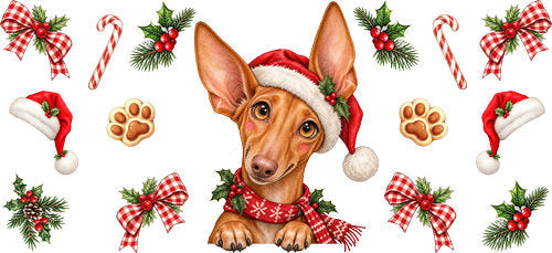 Ibizan Hound Christmas UV DTF Cup Wrap for 16oz Libbey Can KA-19296