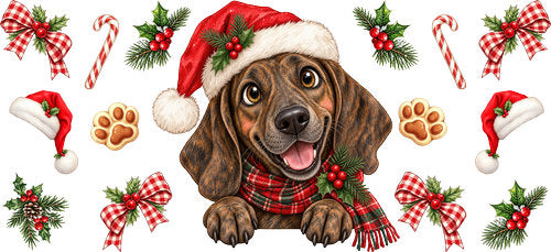 Dachshund Christmas UV DTF Cup Wrap for 16oz Libbey Can KA-19297